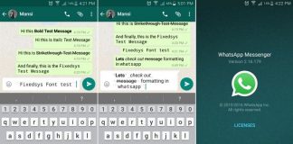 WhatsApp FixedSys Font Formatting